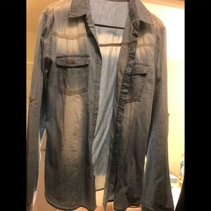 To tone blue jean shirt